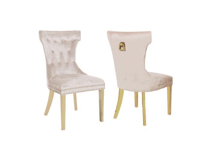 RITA FABRIC CHAIR w/ GOLD SS LEGS - BEIGE