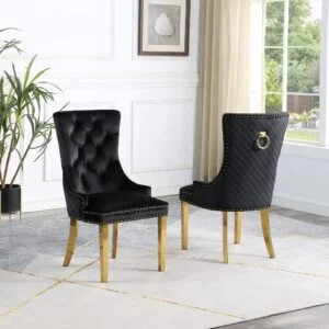 6248 – DINING CHAIR (BLACK-GOLD)