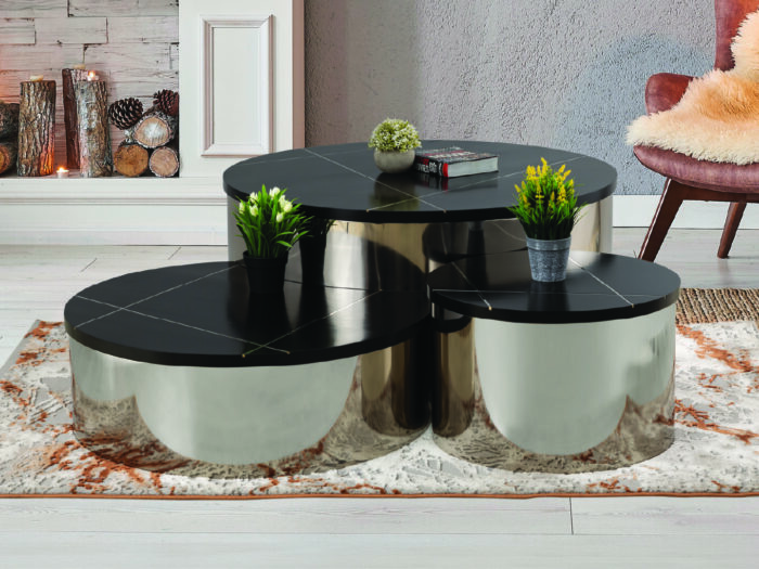 805-3-COFFEE TABLE/END TABLE-SILVER