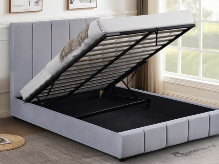 NEW Frankfurt Bed With Lift top Storage Grey Queen