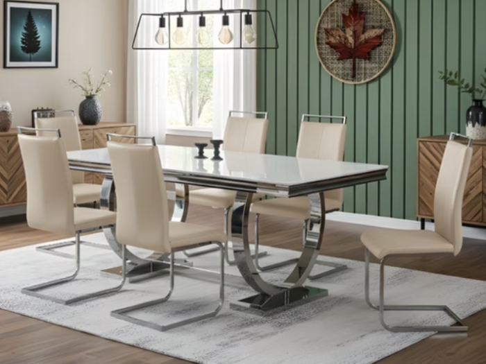 Salsa Dining Table With Francis Dining Chairs Taupe