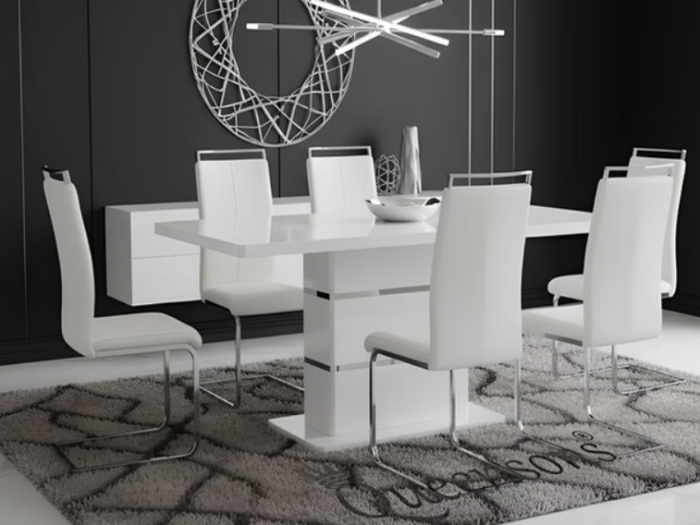 Magnus Dining Table With Francis Dining Chairs White