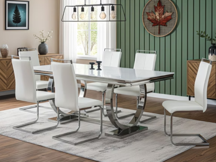 Salsa Dining Table with Francis Dining Chairs White