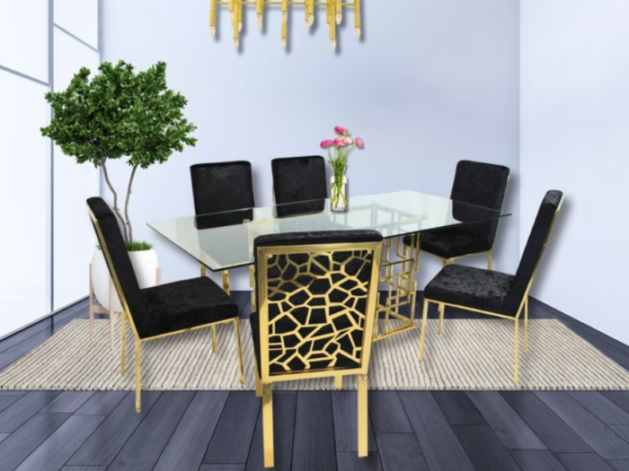 Zenith Gold with Angelina Black Dining Set
