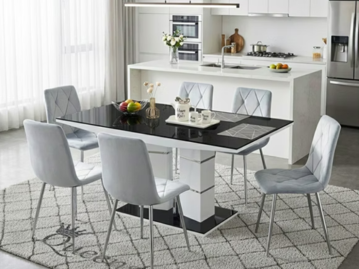 Maria Dining Table with 6 Delhi Grey Chairs