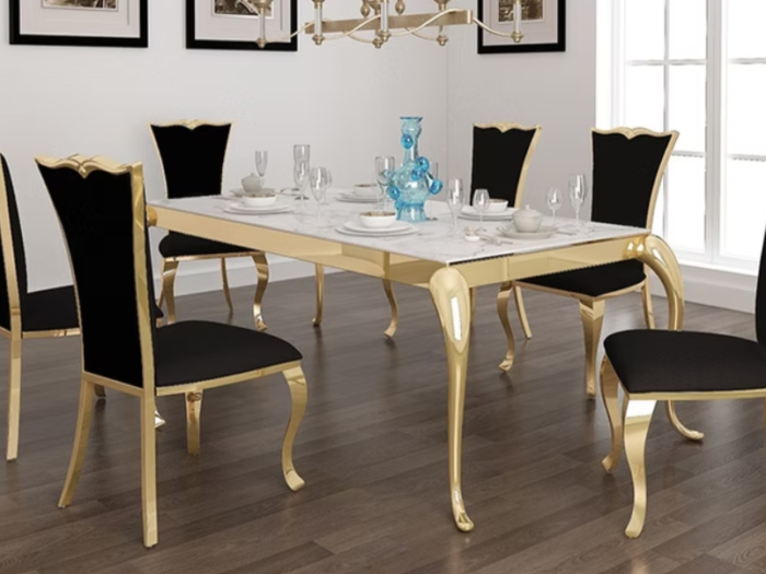 Soleil Dining Table + 6 Black Riley Chairs