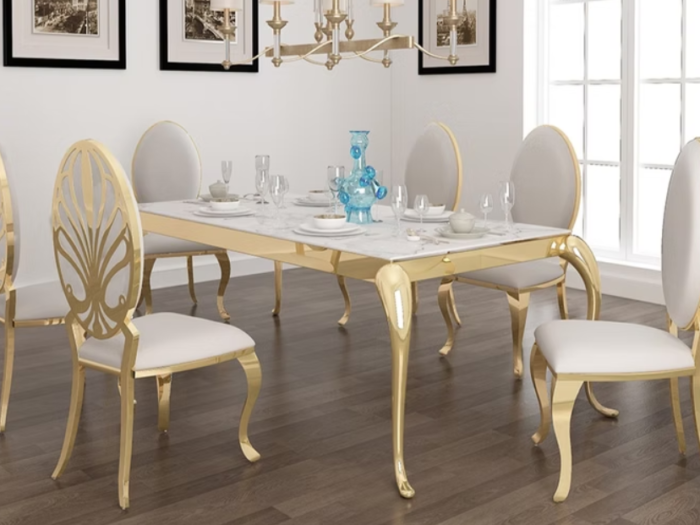 Soleil Dining Table + 6 White Ice Chairs